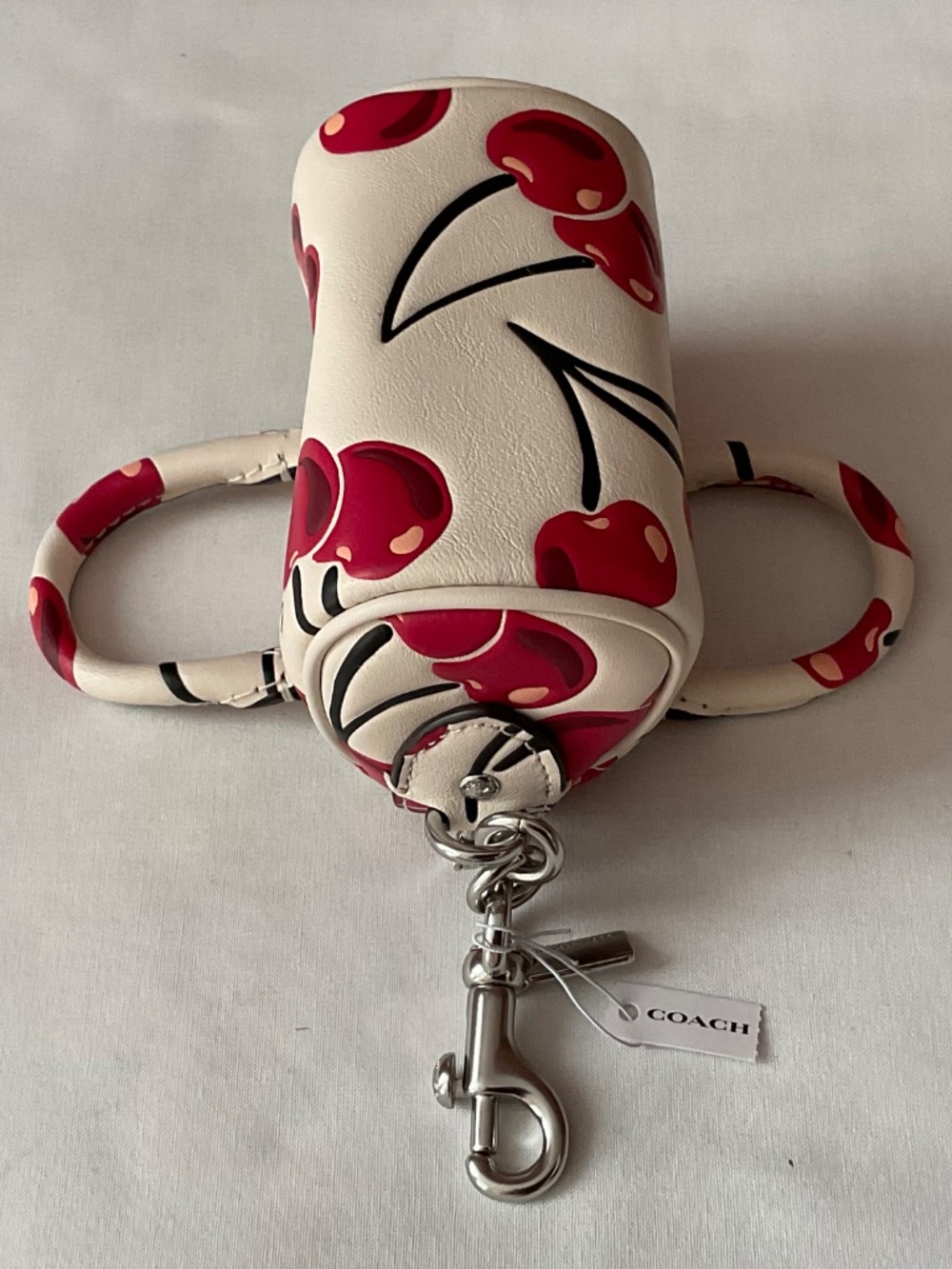 Coach Rowan Mini Bag Charm Cherry Print Leather Silver Hardware Multi NWT - Picture 13 of 16